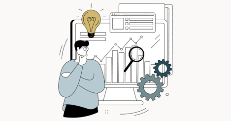 Manager reviewing business insights on analytics dashboard - Illustration