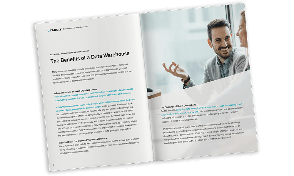 Comparison guide spread - Direct Connection vs Data Warehouse