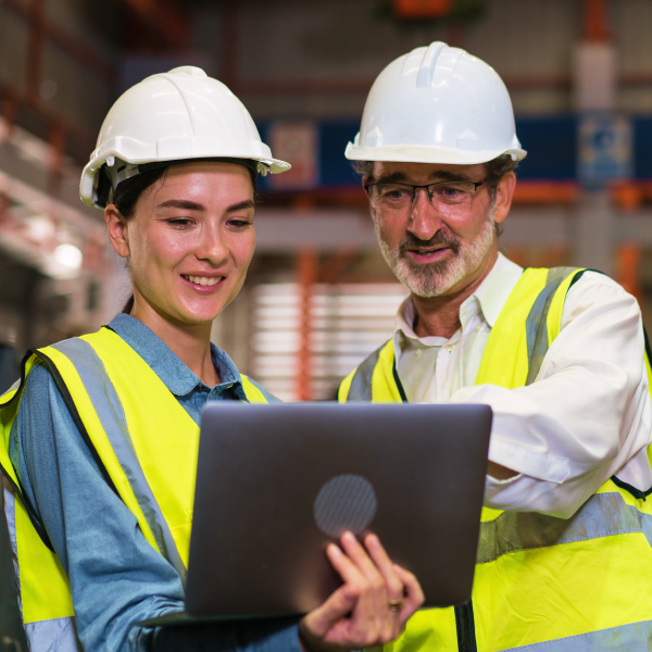 600x600 - Factory manager and technician using ERP data to optimize factory