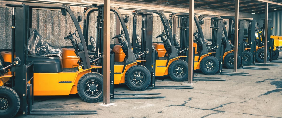 Row of forklifts
