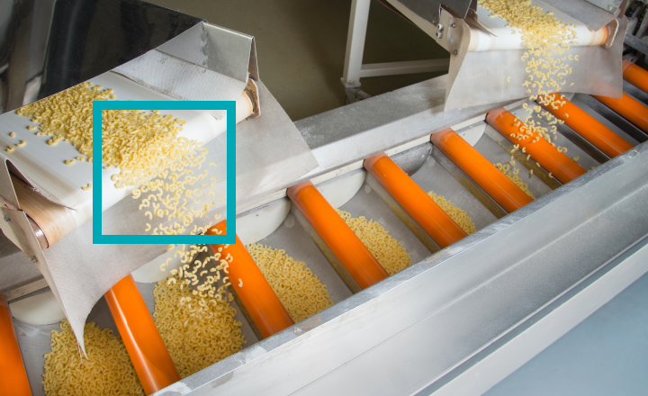industrial production of pasta on automated food factory