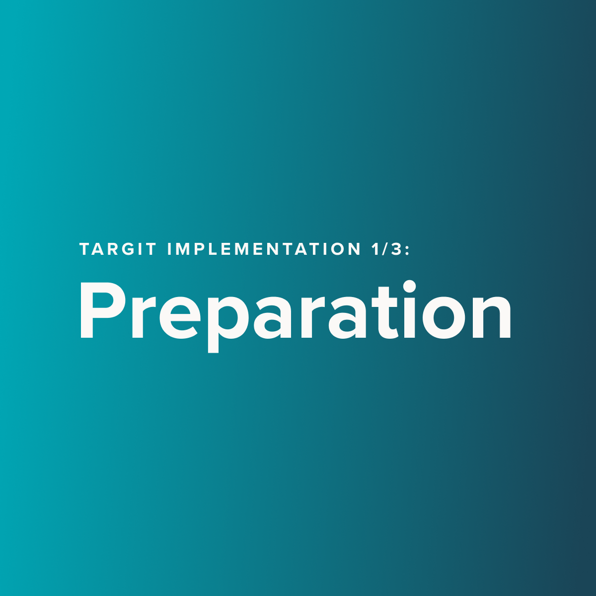 TARGIT Implementation Part One: Preparation
