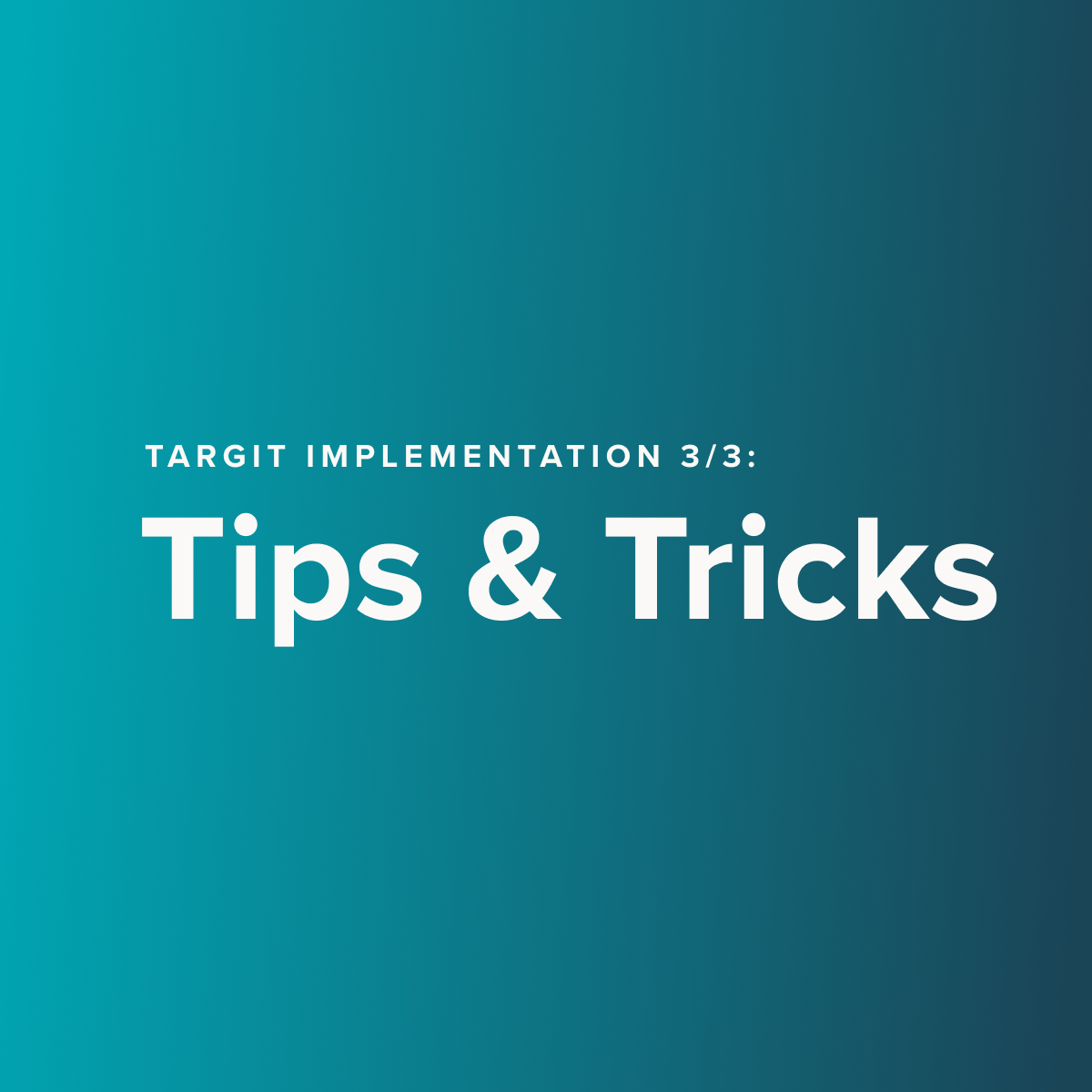 TARGIT Implementation Part Three: Tips & Tricks